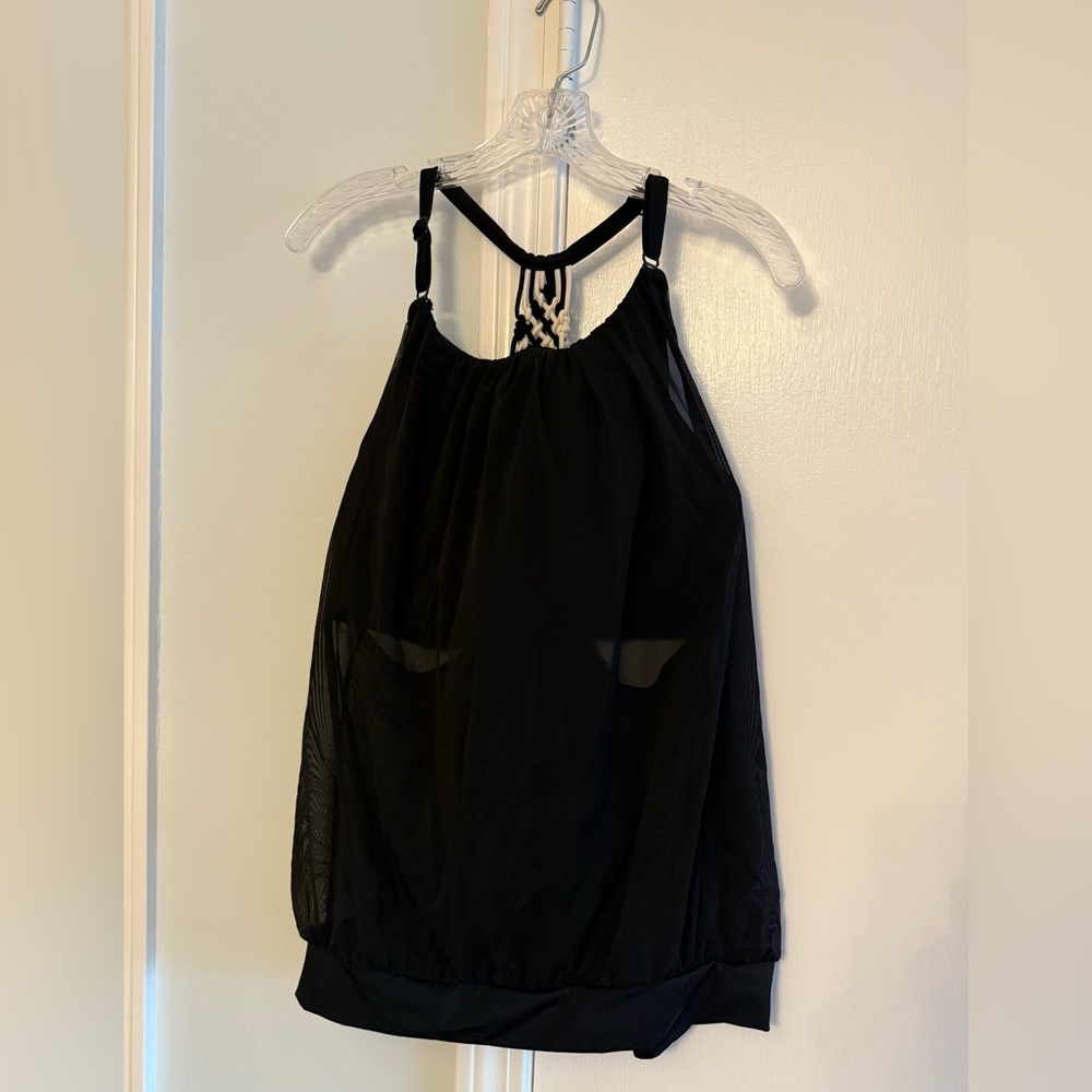 Black Halter Swimsuit with Braided Strap - Picture 3 of 7